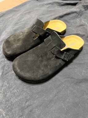 Birkenstock Black Suede Clog with Buckle